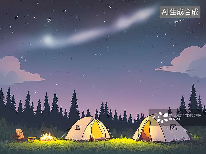 【AI数字艺术】在星空下露营图片素材