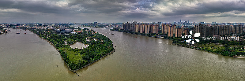 广州大学城湾咀头湿地公园全景图片素材