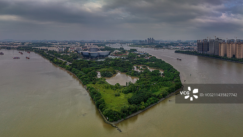 广州大学城湾咀头湿地公园全景图片素材