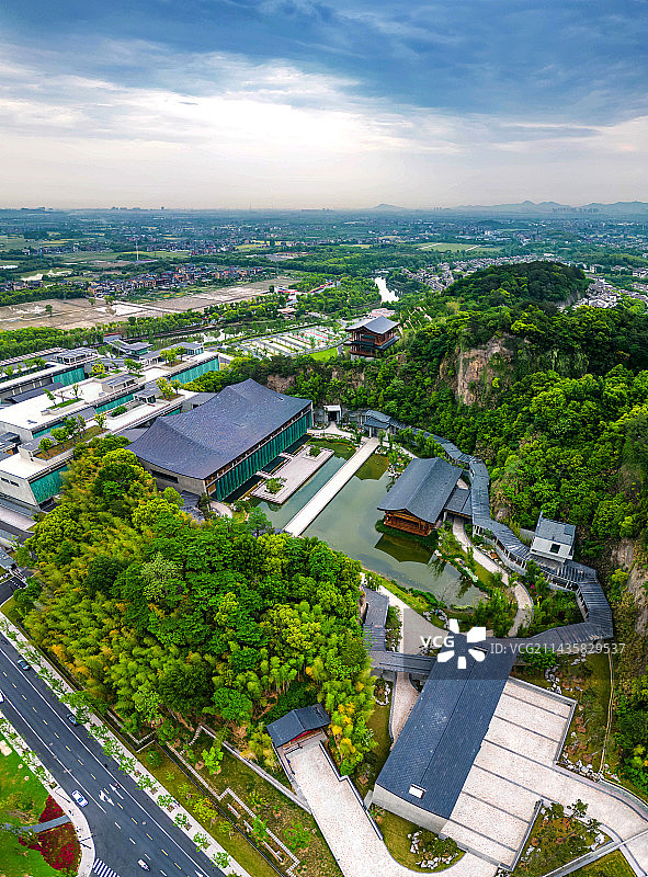 杭州国家版本馆文润阁航拍图片素材