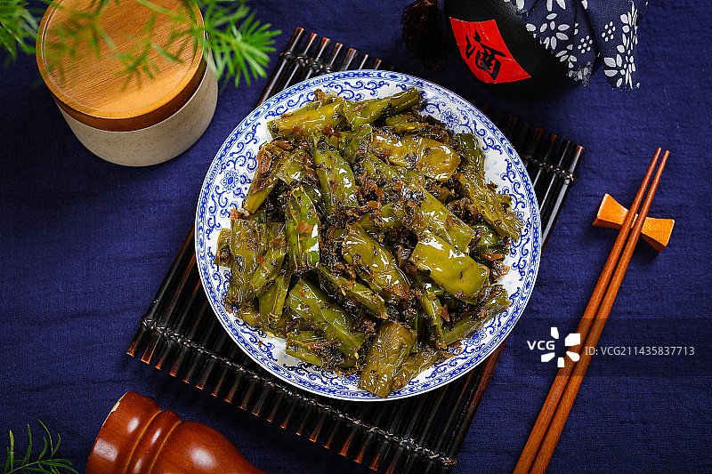 特色农家菜腌菜炒青辣椒图片素材