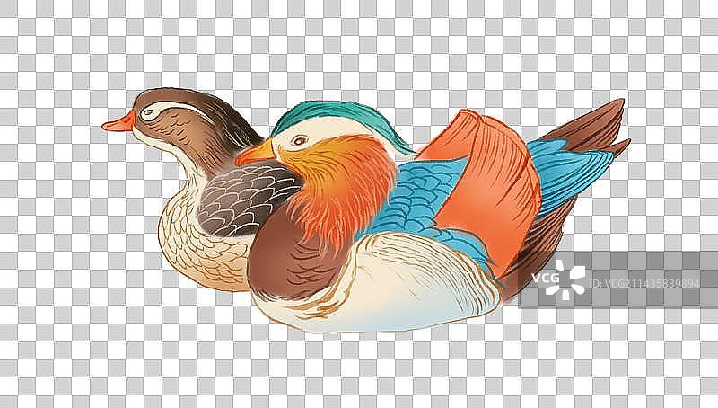 鸳鸯国潮插画图片素材