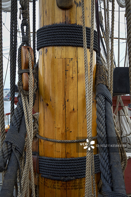 哥德堡，整装待发，瑞典仿古商船哥德堡号，细节，特写图片素材