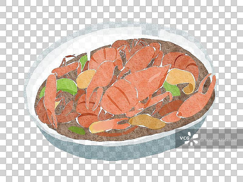 水彩风夏天酱香小龙虾插画元素图片素材