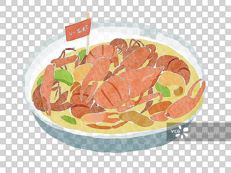 水彩风夏天麻辣小龙虾插画元素图片素材