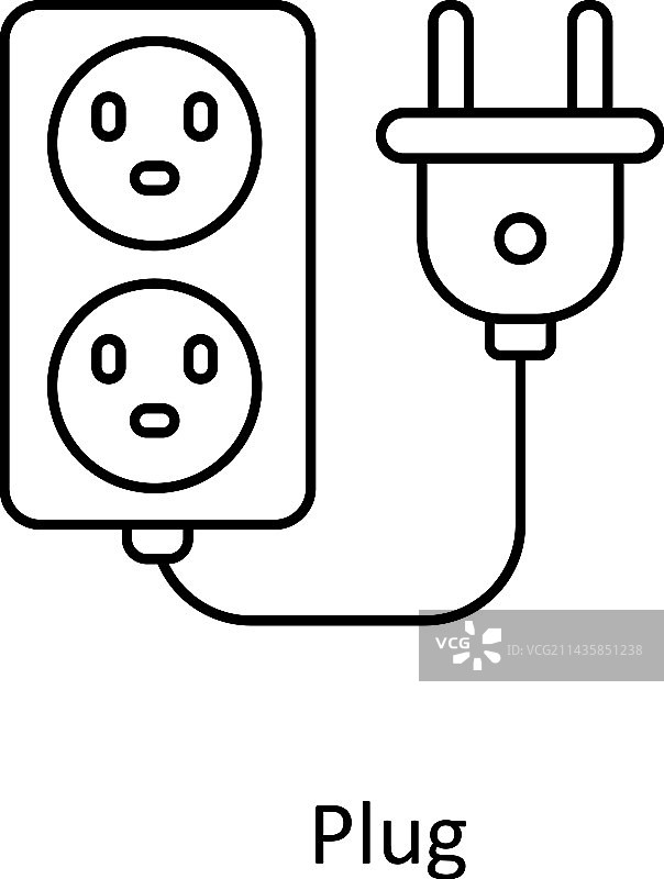 插头轮廓图标简易库存插图图片素材