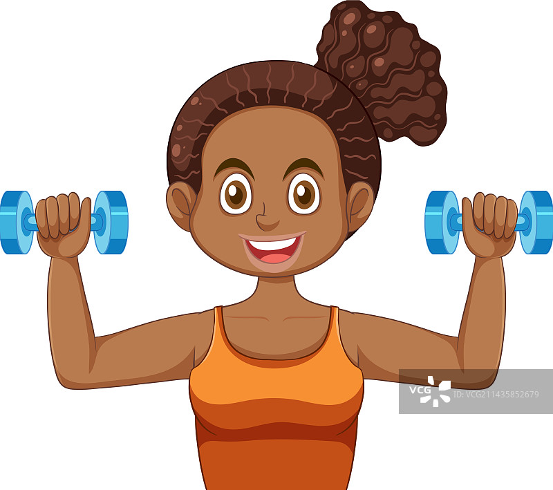 非裔美国人少女拿着哑铃图片素材