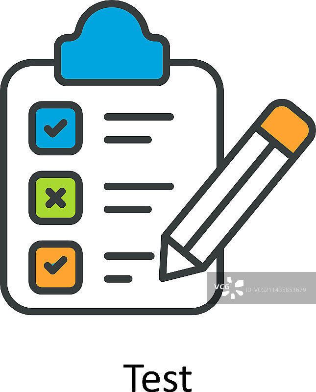 测试填充轮廓图标简单库存插图图片素材