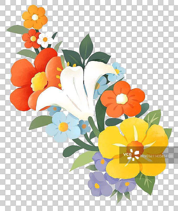 春天节日插画元素鲜花花束图片素材