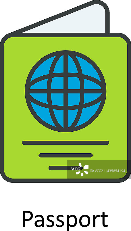 护照填充轮廓图标简约库存图片素材