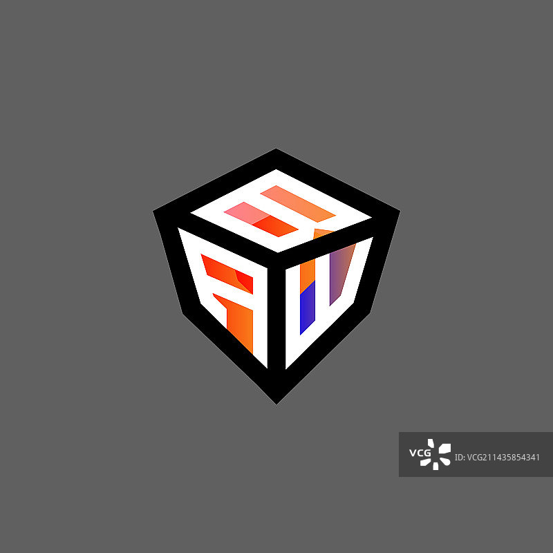 带有图形的BAW字母LOGO创意设计图片素材