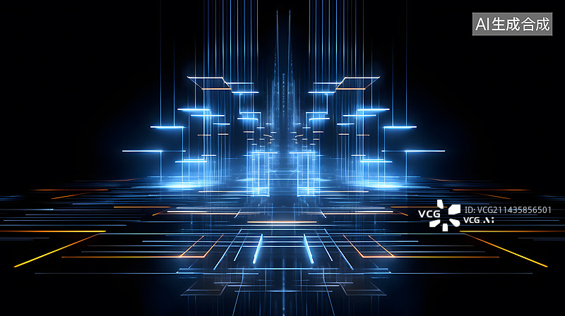 【AI数字艺术】蓝色科技感数据信息几何概念抽象背景图片素材
