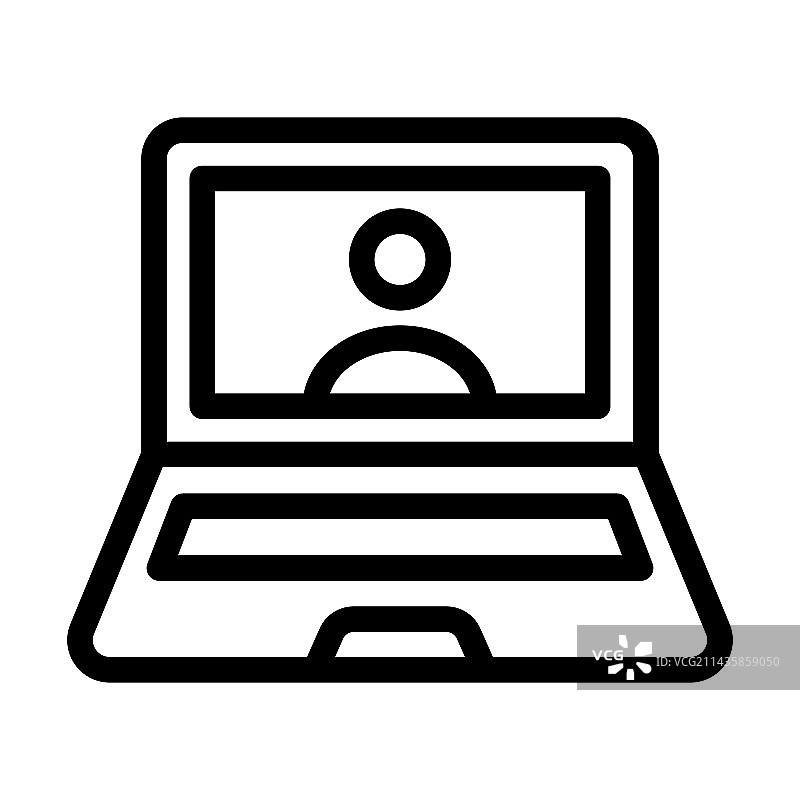 笔记本电脑个人用途粗线条图标图片素材