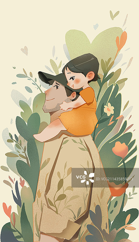 父亲和他的孩子父亲节海报图片素材