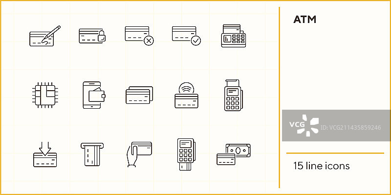ATM线条图标集图片素材