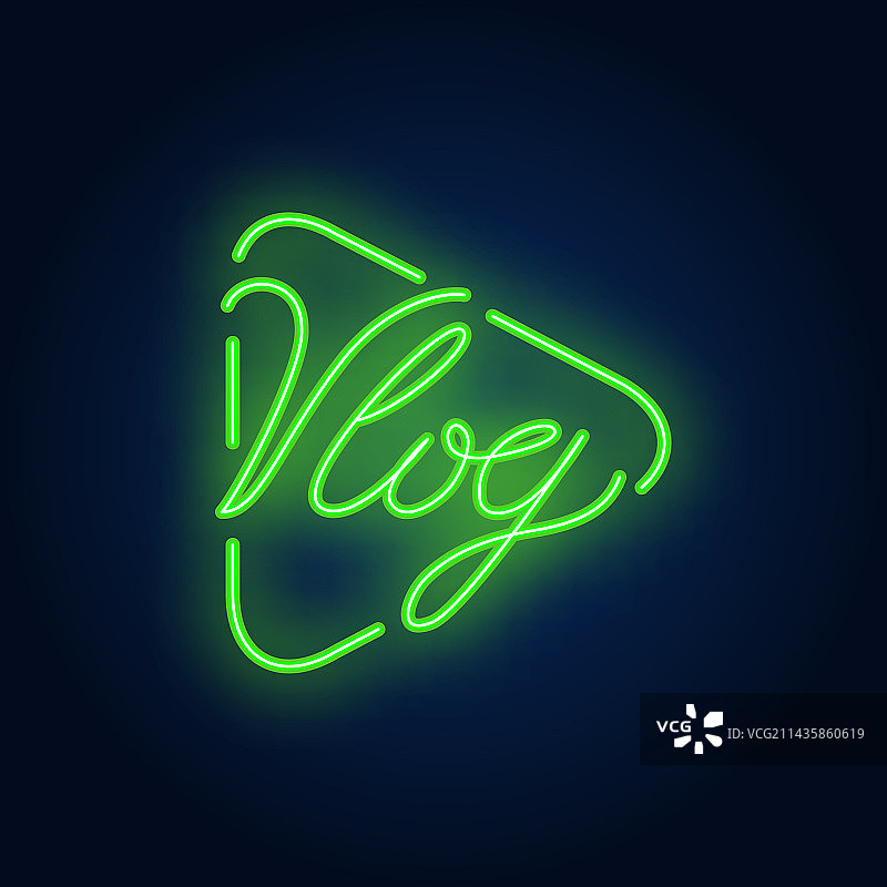 砖墙上的Vlog霓虹灯标志图片素材