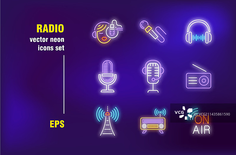 无线电霓虹灯标志合集图片素材