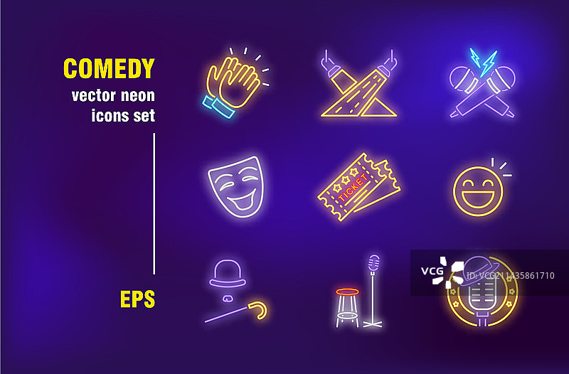 喜剧霓虹灯标志合集图片素材
