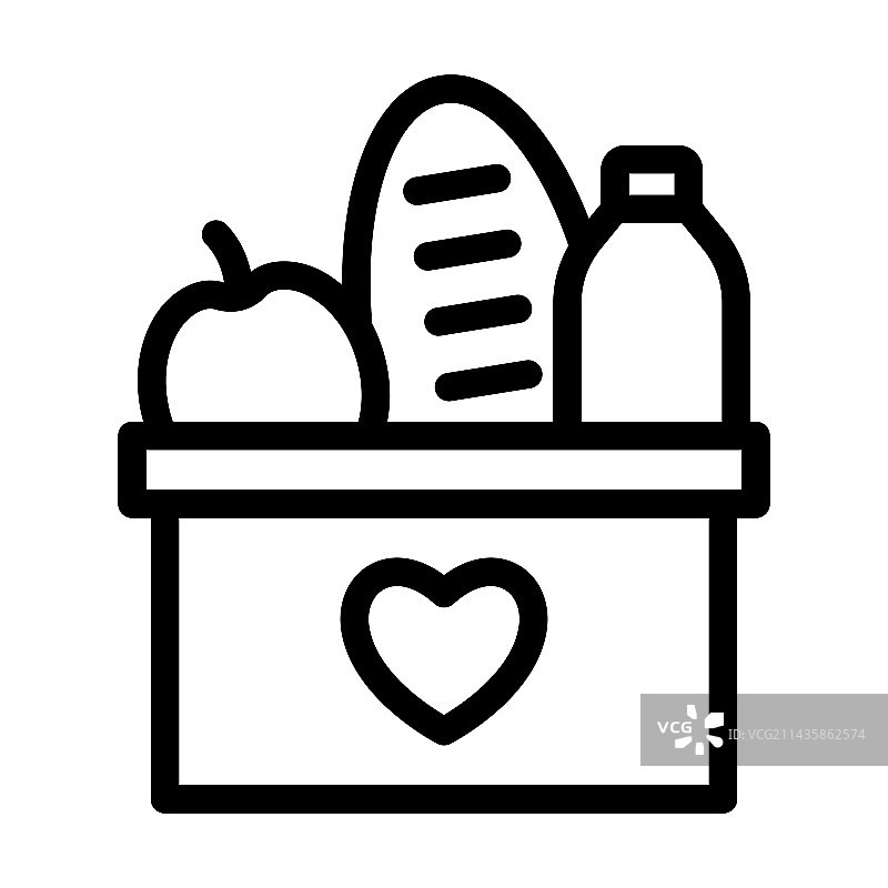 个人食物捐赠粗线图标图片素材