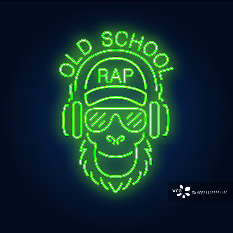 怀旧说唱霓虹文字和酷猴图片素材