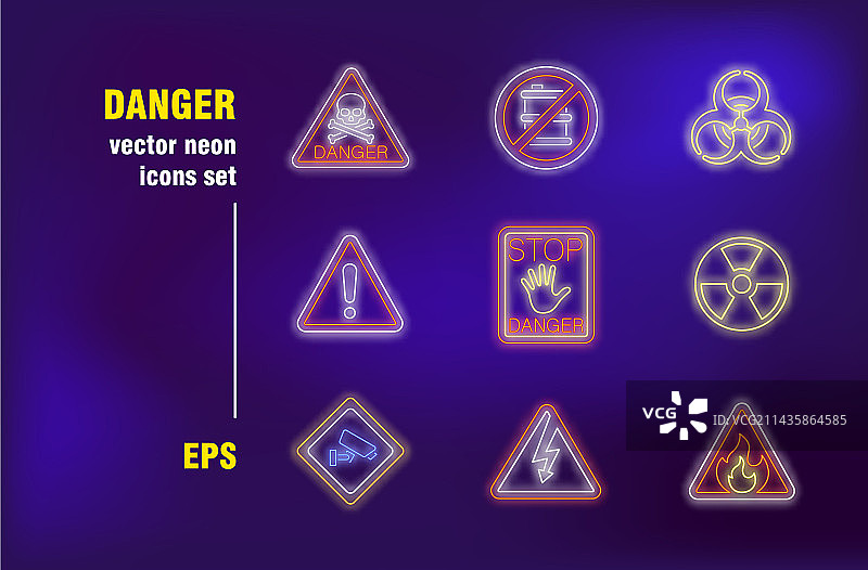 危险霓虹灯标志合集图片素材