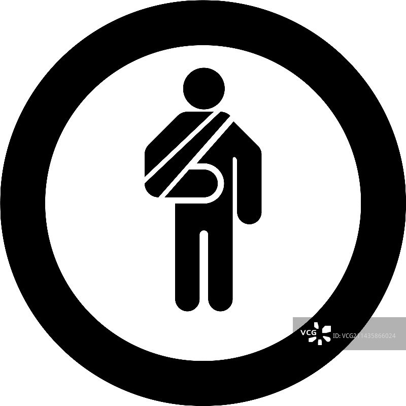 手臂骨折打着石膏拄着拐杖的受伤男人图片素材