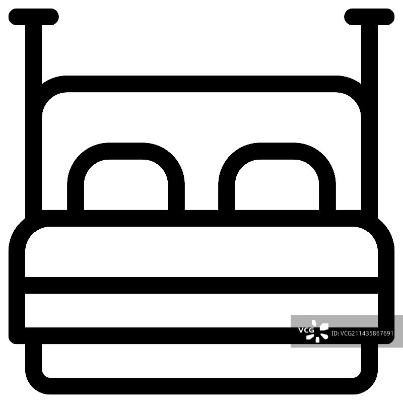 带软垫床垫的豪华木床图片素材