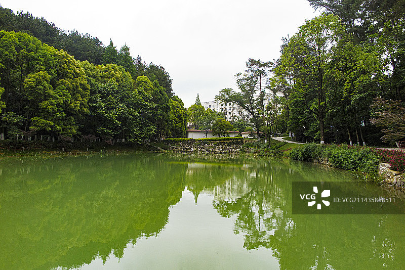 中国贵州贵阳市花溪桐木岭贵州省委党校三思湖风光图片素材