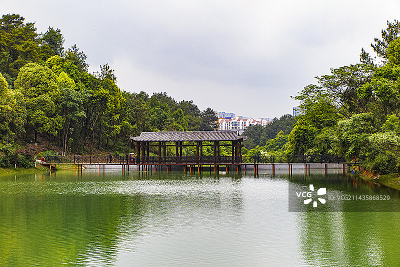 中国贵州贵阳市花溪桐木岭贵州省委党校三思湖风光图片素材