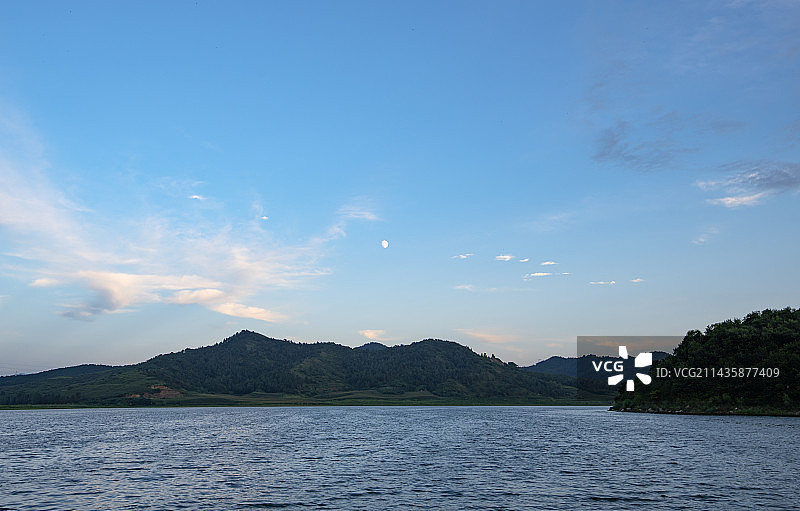蓝天白云水面风景图片素材
