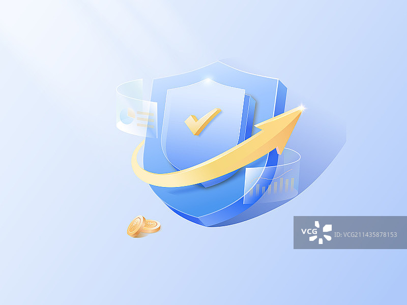 卡通盾牌保护网络数据安全防护2.5d矢量插图图片素材