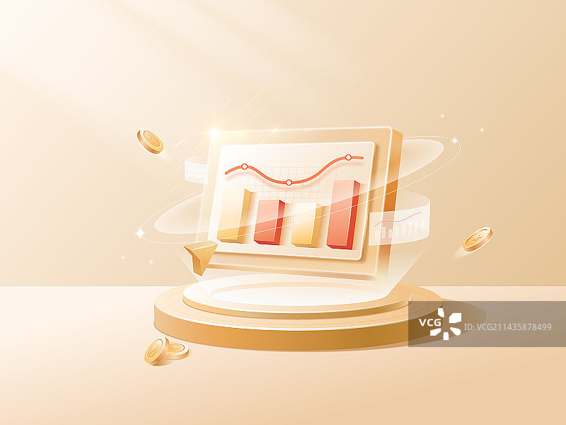 金融理财数据分析立体上升柱状图2.5d矢量插图图片素材