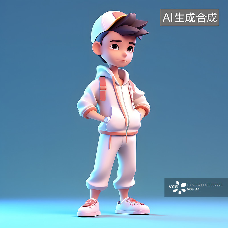 【AI数字艺术】穿着运动服的3d小孩3D卡通人物运动素材图片素材