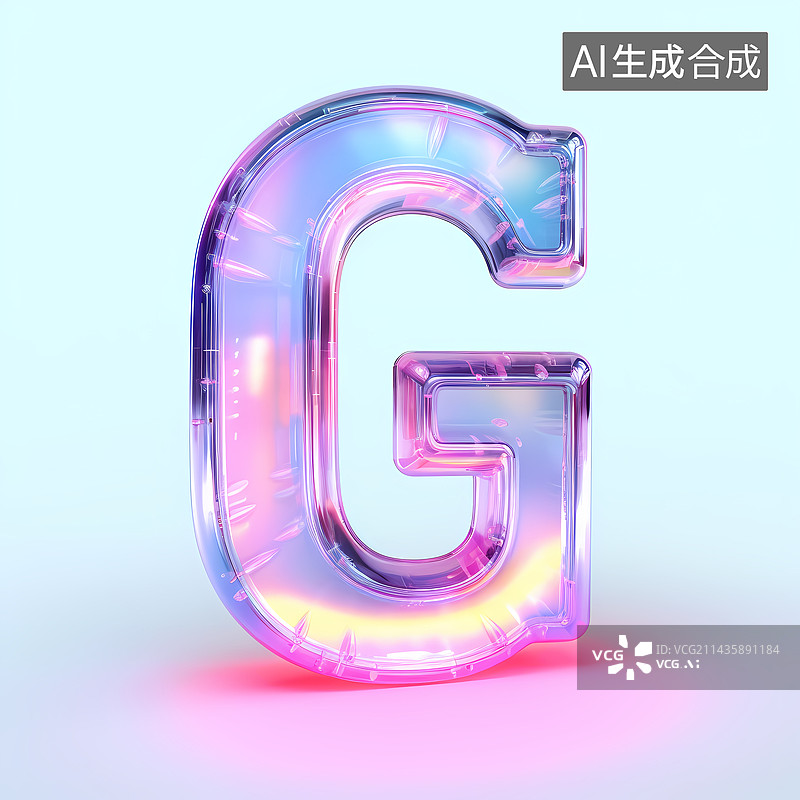 【AI数字艺术】字母G玻璃质感3D立体元素图片素材