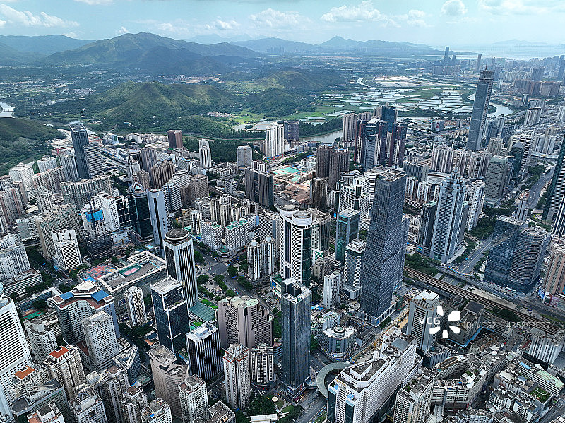 广东省深圳市罗湖区深南东路国贸片区东门老街航拍图片素材