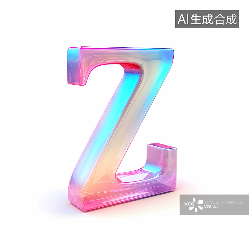 【AI数字艺术】字母Z玻璃质感3D立体元素图片素材