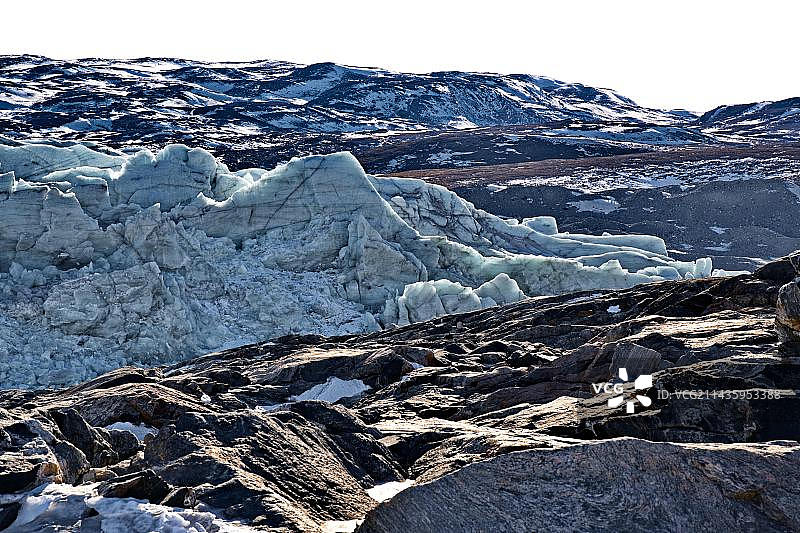在靠近格陵兰岛康克鲁斯瓦格的冰盖边缘，丹麦，北美洲图片素材