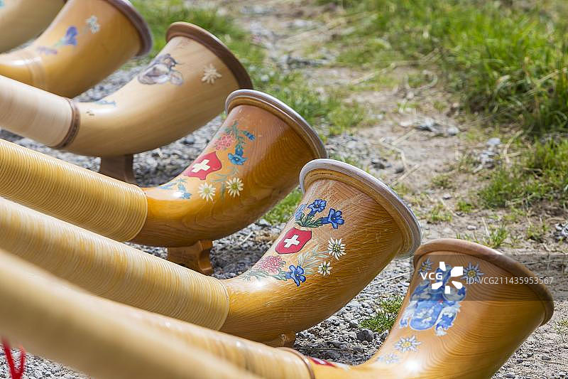 瑞士Seealpsee山湖阿尔卑斯长号音乐会图片素材