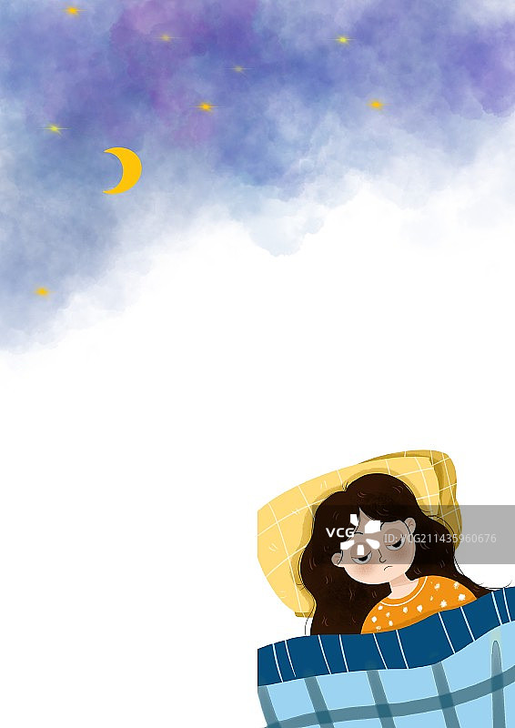 绘本插图 熬夜 晚睡图片素材