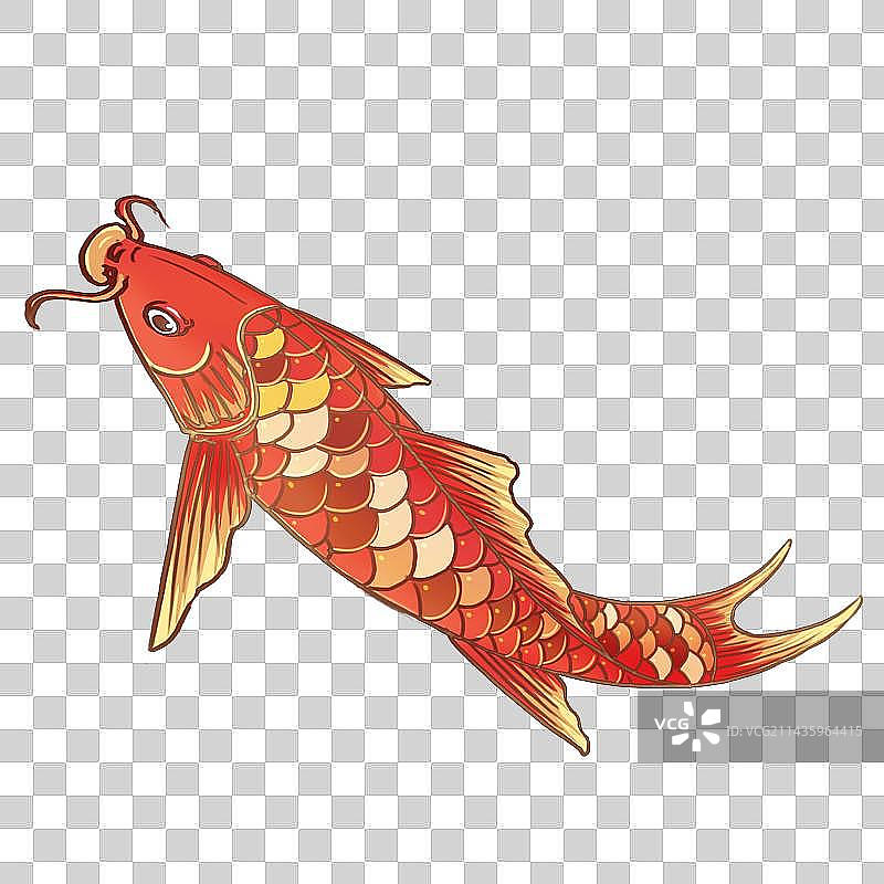 国潮红色锦鲤鲤鱼过年过节新年中秋图片素材