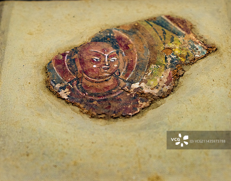 壁画残块 鄯善县吐峪沟石窟出土图片素材