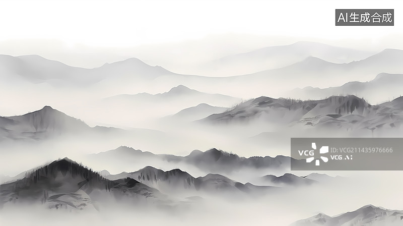 【AI数字艺术】国风山水插画图片素材