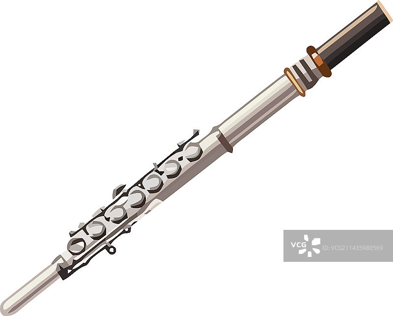 闪亮的金属长笛木管乐器图片素材
