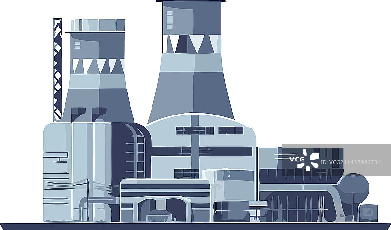 拥有工厂和重工业的现代城市景观图片素材