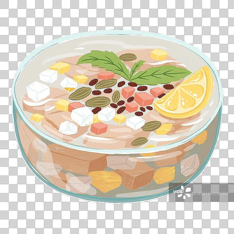 铅笔手绘一碗夏天美味水果冰粉图片素材