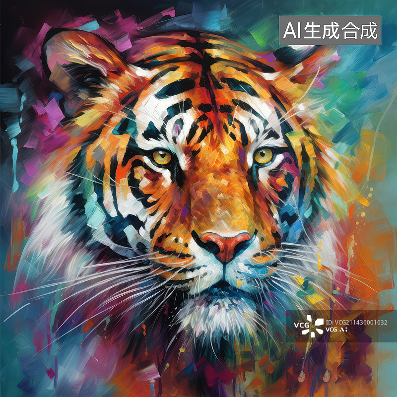 【AI数字艺术】泼墨彩绘动物肖像图片素材