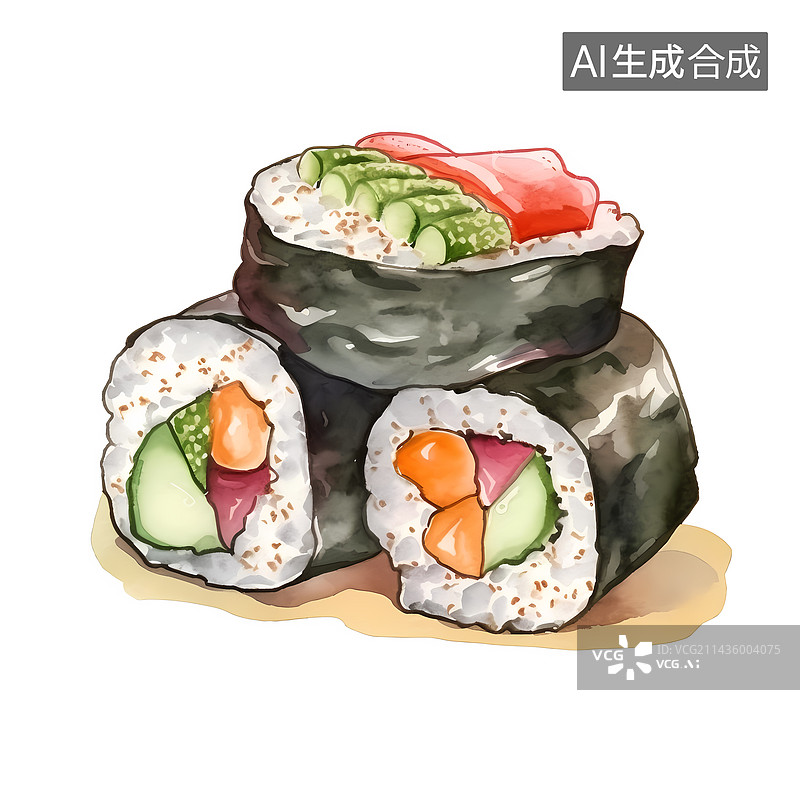 【AI数字艺术】美食寿司插画图片素材