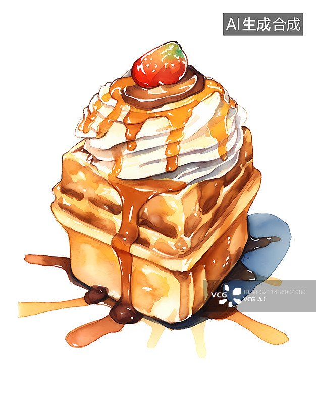 【AI数字艺术】甜品小糕点插画图片素材