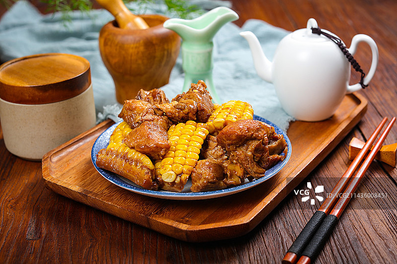 特色农家菜红烧排骨玉米图片素材