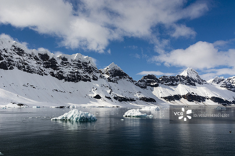 斯瓦尔巴群岛斯匹次卑尔根岛Burgerbukta山峰景观图片素材